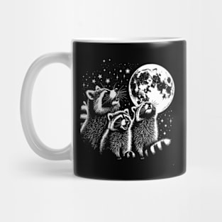 Three Raccoon Howling At The Moon Mug